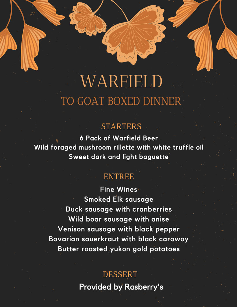 Wild Game Dinner from the Warfield
